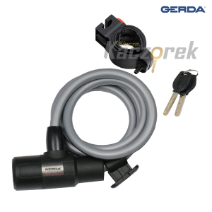 Zabezpieczenie antykradzieżowe Gerda 549 - zapięcie rowerowe linka z uchwytem GREY FLEX 1000/10V - szarno-czarne